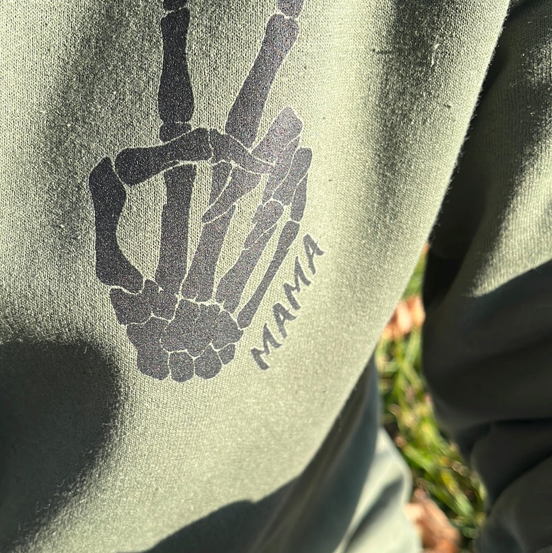 Mama Peace Military Green Hoodie